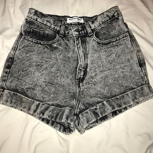 Dark acid wash shorts